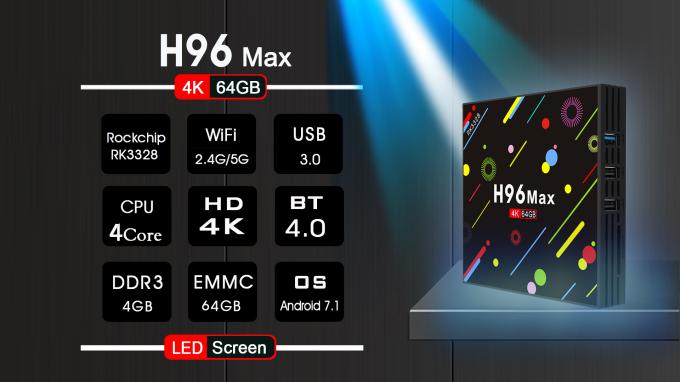 H96 4G máximo 64G RK3328 Android 7,1 KODI17.3 com o wifi 5G e a caixa conduzida da tevê da tela