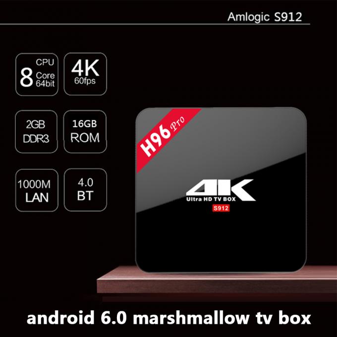 H96 pro Amlogic S912 64bit Dual caixa instalada da tevê de Wifi KODI 17,3 Android 7,1